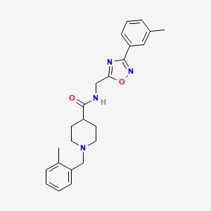 molecular formula C24H28N4O2 B4455336 1-(2-methylbenzyl)-N-{[3-(3-methylphenyl)-1,2,4-oxadiazol-5-yl]methyl}-4-piperidinecarboxamide 