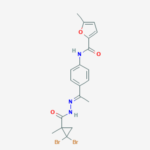 molecular formula C19H19Br2N3O3 B445534 N-(4-{N-[(2,2-dibromo-1-methylcyclopropyl)carbonyl]ethanehydrazonoyl}phenyl)-5-methyl-2-furamide 