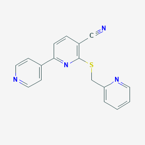 molecular formula C17H12N4S B4455345 6-[(2-pyridinylmethyl)thio]-2,4'-bipyridine-5-carbonitrile 