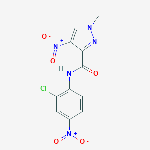 molecular formula C11H8ClN5O5 B445543 N-(2-chloro-4-nitrophenyl)-1-methyl-4-nitro-1H-pyrazole-3-carboxamide 