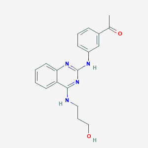 1-[3-({4-[(3-Hydroxypropyl)amino]quinazolin-2-yl}amino)phenyl]ethanone