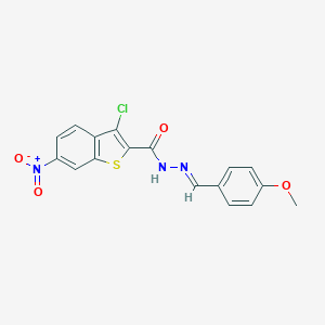 molecular formula C17H12ClN3O4S B445547 3-chloro-6-nitro-N'-(4-methoxybenzylidene)-1-benzothiophene-2-carbohydrazide 