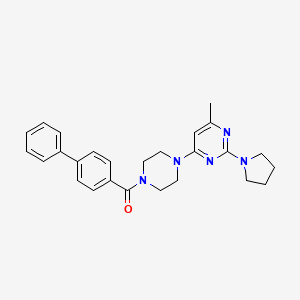 molecular formula C26H29N5O B4455478 4-[4-(4-biphenylylcarbonyl)-1-piperazinyl]-6-methyl-2-(1-pyrrolidinyl)pyrimidine 