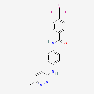 molecular formula C19H15F3N4O B4455516 N-{4-[(6-methyl-3-pyridazinyl)amino]phenyl}-4-(trifluoromethyl)benzamide 