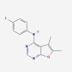 molecular formula C14H12FN3O B4455531 N-(4-fluorophenyl)-5,6-dimethylfuro[2,3-d]pyrimidin-4-amine 