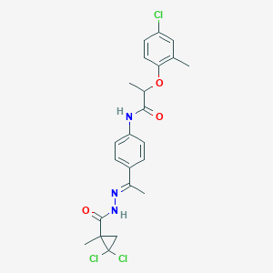 molecular formula C23H24Cl3N3O3 B445557 2-(4-chloro-2-methylphenoxy)-N-(4-{N-[(2,2-dichloro-1-methylcyclopropyl)carbonyl]ethanehydrazonoyl}phenyl)propanamide 