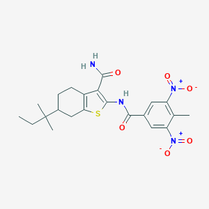 2-({3,5-Dinitro-4-methylbenzoyl}amino)-6-tert-pentyl-4,5,6,7-tetrahydro-1-benzothiophene-3-carboxamide