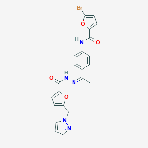 5-bromo-N-(4-{N-[5-(1H-pyrazol-1-ylmethyl)-2-furoyl]ethanehydrazonoyl}phenyl)-2-furamide