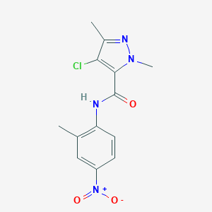 molecular formula C13H13ClN4O3 B445564 4-chloro-1,3-dimethyl-N-(2-methyl-4-nitrophenyl)-1H-pyrazole-5-carboxamide 