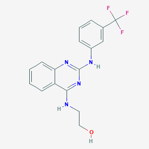 molecular formula C17H15F3N4O B4455647 2-[(2-{[3-(trifluoromethyl)phenyl]amino}-4-quinazolinyl)amino]ethanol 