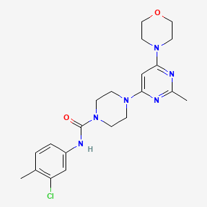 molecular formula C21H27ClN6O2 B4455654 N-(3-chloro-4-methylphenyl)-4-[2-methyl-6-(4-morpholinyl)-4-pyrimidinyl]-1-piperazinecarboxamide 