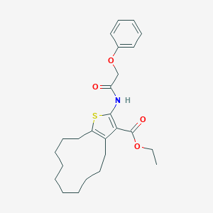 molecular formula C25H33NO4S B445566 Ethyl 2-[(phenoxyacetyl)amino]-4,5,6,7,8,9,10,11,12,13-decahydrocyclododeca[b]thiophene-3-carboxylate 
