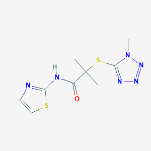 molecular formula C9H12N6OS2 B4455671 2-methyl-2-[(1-methyl-1H-tetrazol-5-yl)thio]-N-1,3-thiazol-2-ylpropanamide 