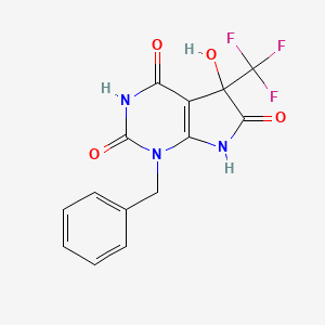 molecular formula C14H10F3N3O4 B4455684 1-benzyl-5-hydroxy-5-(trifluoromethyl)-5,7-dihydro-1H-pyrrolo[2,3-d]pyrimidine-2,4,6(3H)-trione 