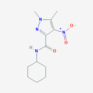 molecular formula C12H18N4O3 B445569 N-cyclohexyl-4-nitro-1,5-dimethyl-1H-pyrazole-3-carboxamide 