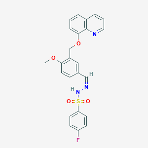 4-fluoro-N'-{4-methoxy-3-[(8-quinolinyloxy)methyl]benzylidene}benzenesulfonohydrazide