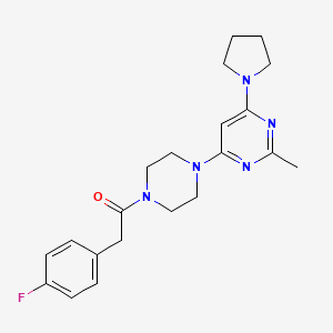 molecular formula C21H26FN5O B4455749 4-{4-[(4-fluorophenyl)acetyl]-1-piperazinyl}-2-methyl-6-(1-pyrrolidinyl)pyrimidine 