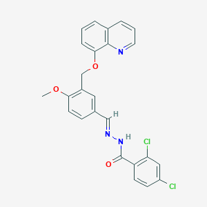 molecular formula C25H19Cl2N3O3 B445578 2,4-dichloro-N'-{4-methoxy-3-[(8-quinolinyloxy)methyl]benzylidene}benzohydrazide 