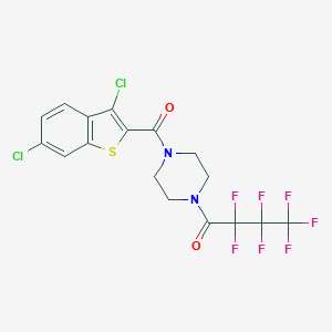 molecular formula C17H11Cl2F7N2O2S B445588 1-[(3,6-Dichloro-1-benzothien-2-yl)carbonyl]-4-(2,2,3,3,4,4,4-heptafluorobutanoyl)piperazine 