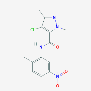 molecular formula C13H13ClN4O3 B445589 4-chloro-1,3-dimethyl-N-(2-methyl-5-nitrophenyl)-1H-pyrazole-5-carboxamide 