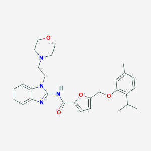 molecular formula C29H34N4O4 B445592 5-{[5-methyl-2-(propan-2-yl)phenoxy]methyl}-N-{1-[2-(morpholin-4-yl)ethyl]-1H-benzimidazol-2-yl}furan-2-carboxamide 