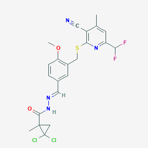 2,2-dichloro-N'-[3-({[3-cyano-6-(difluoromethyl)-4-methyl-2-pyridinyl]sulfanyl}methyl)-4-methoxybenzylidene]-1-methylcyclopropanecarbohydrazide