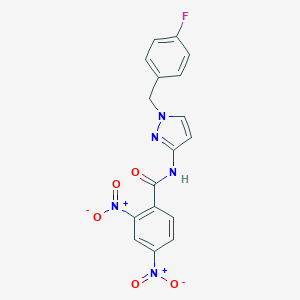 molecular formula C17H12FN5O5 B445595 N-[1-(4-fluorobenzyl)-1H-pyrazol-3-yl]-2,4-dinitrobenzamide 