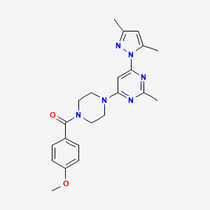 molecular formula C22H26N6O2 B4455957 4-(3,5-dimethyl-1H-pyrazol-1-yl)-6-[4-(4-methoxybenzoyl)-1-piperazinyl]-2-methylpyrimidine 