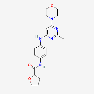 molecular formula C20H25N5O3 B4455978 N-(4-{[2-methyl-6-(4-morpholinyl)-4-pyrimidinyl]amino}phenyl)tetrahydro-2-furancarboxamide 