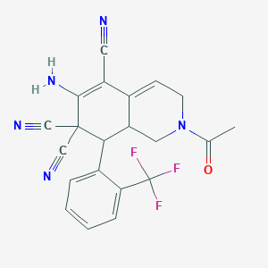 2-acetyl-6-amino-8-[2-(trifluoromethyl)phenyl]-2,3,8,8a-tetrahydro-5,7,7(1H)-isoquinolinetricarbonitrile