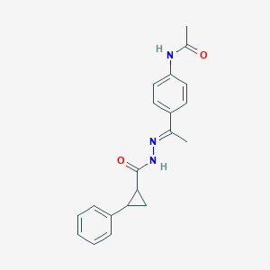 molecular formula C20H21N3O2 B445603 N-(4-{N-[(2-phenylcyclopropyl)carbonyl]ethanehydrazonoyl}phenyl)acetamide 