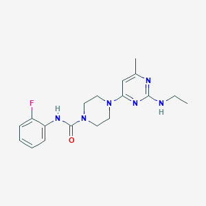 molecular formula C18H23FN6O B4456090 4-[2-(ethylamino)-6-methyl-4-pyrimidinyl]-N-(2-fluorophenyl)-1-piperazinecarboxamide 