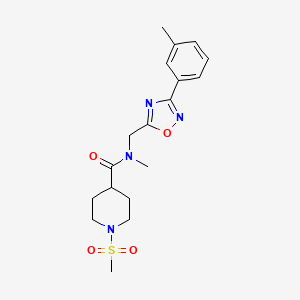 molecular formula C18H24N4O4S B4456105 N-methyl-N-{[3-(3-methylphenyl)-1,2,4-oxadiazol-5-yl]methyl}-1-(methylsulfonyl)-4-piperidinecarboxamide 