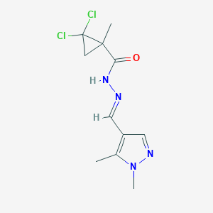 molecular formula C11H14Cl2N4O B445613 2,2-dichloro-N'-[(E)-(1,5-dimethyl-1H-pyrazol-4-yl)methylidene]-1-methylcyclopropanecarbohydrazide 
