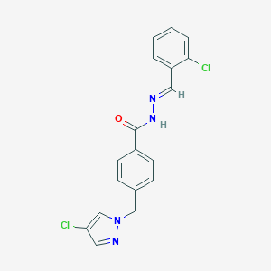 molecular formula C18H14Cl2N4O B445623 N'-(2-chlorobenzylidene)-4-[(4-chloro-1H-pyrazol-1-yl)methyl]benzohydrazide 