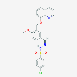 molecular formula C24H20ClN3O4S B445624 4-chloro-N'-{4-methoxy-3-[(8-quinolinyloxy)methyl]benzylidene}benzenesulfonohydrazide 