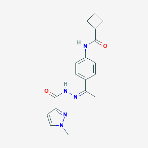 N-{4-[(1Z)-1-{2-[(1-methyl-1H-pyrazol-3-yl)carbonyl]hydrazinylidene}ethyl]phenyl}cyclobutanecarboxamide