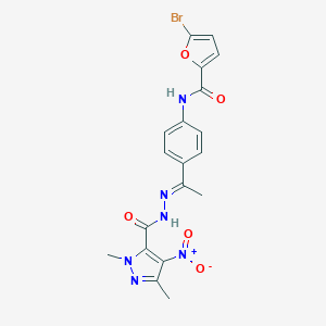 5-bromo-N-{4-[N-({4-nitro-1,3-dimethyl-1H-pyrazol-5-yl}carbonyl)ethanehydrazonoyl]phenyl}-2-furamide