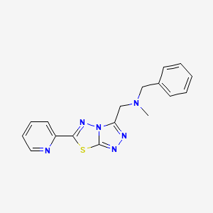 molecular formula C17H16N6S B4456367 N-methyl-1-phenyl-N-{[6-(2-pyridinyl)[1,2,4]triazolo[3,4-b][1,3,4]thiadiazol-3-yl]methyl}methanamine 