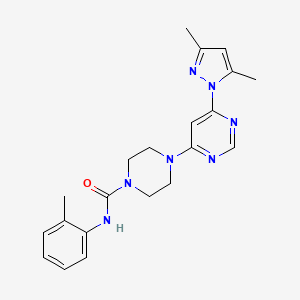 molecular formula C21H25N7O B4456388 4-[6-(3,5-dimethyl-1H-pyrazol-1-yl)-4-pyrimidinyl]-N-(2-methylphenyl)-1-piperazinecarboxamide 