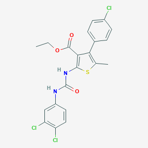 molecular formula C21H17Cl3N2O3S B445640 Ethyl 4-(4-chlorophenyl)-2-{[(3,4-dichloroanilino)carbonyl]amino}-5-methyl-3-thiophenecarboxylate 