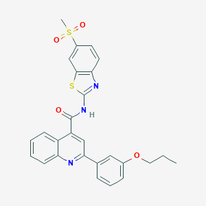molecular formula C27H23N3O4S2 B445641 N-[6-(methylsulfonyl)-1,3-benzothiazol-2-yl]-2-(3-propoxyphenyl)quinoline-4-carboxamide 