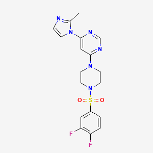 molecular formula C18H18F2N6O2S B4456450 4-{4-[(3,4-difluorophenyl)sulfonyl]-1-piperazinyl}-6-(2-methyl-1H-imidazol-1-yl)pyrimidine 