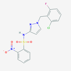 molecular formula C16H12ClFN4O4S B445648 N-[1-(2-chloro-6-fluorobenzyl)-1H-pyrazol-3-yl]-2-nitrobenzenesulfonamide 