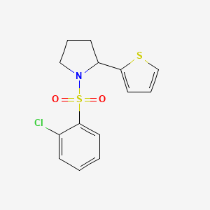 molecular formula C14H14ClNO2S2 B4456505 1-[(2-chlorophenyl)sulfonyl]-2-(2-thienyl)pyrrolidine 