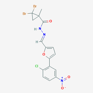molecular formula C16H12Br2ClN3O4 B445651 2,2-dibromo-N'-[(5-{2-chloro-5-nitrophenyl}-2-furyl)methylene]-1-methylcyclopropanecarbohydrazide 