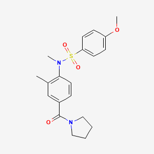 molecular formula C20H24N2O4S B4456517 4-methoxy-N-methyl-N-[2-methyl-4-(1-pyrrolidinylcarbonyl)phenyl]benzenesulfonamide 