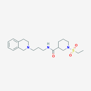 molecular formula C20H31N3O3S B4456525 1-(ETHANESULFONYL)-N-[3-(1,2,3,4-TETRAHYDROISOQUINOLIN-2-YL)PROPYL]PIPERIDINE-3-CARBOXAMIDE 