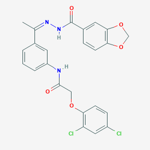 molecular formula C24H19Cl2N3O5 B445653 N-{3-[N-(1,3-benzodioxol-5-ylcarbonyl)ethanehydrazonoyl]phenyl}-2-(2,4-dichlorophenoxy)acetamide 