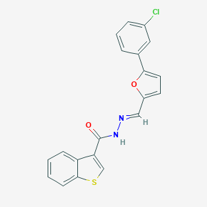 molecular formula C20H13ClN2O2S B445655 N'-{[5-(3-chlorophenyl)-2-furyl]methylene}-1-benzothiophene-3-carbohydrazide 